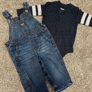 Osh Kosh Overalls with Blue Longsleeve bodysuit | 6 months